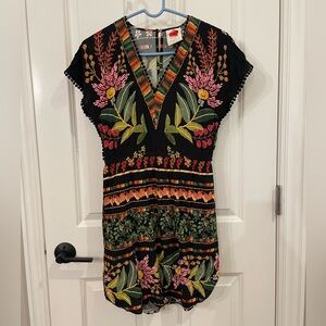Farm Rio for Anthropologie XS black swim cover up